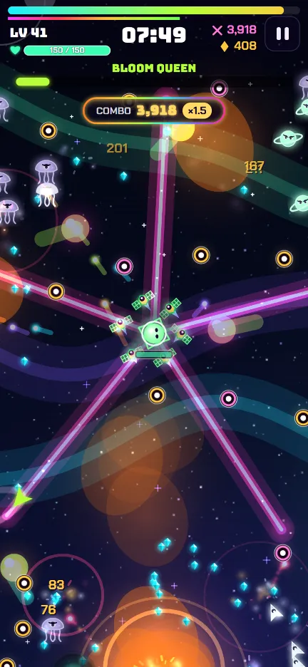 Chroma Blitz on a phone, fighting the Bloom Queen